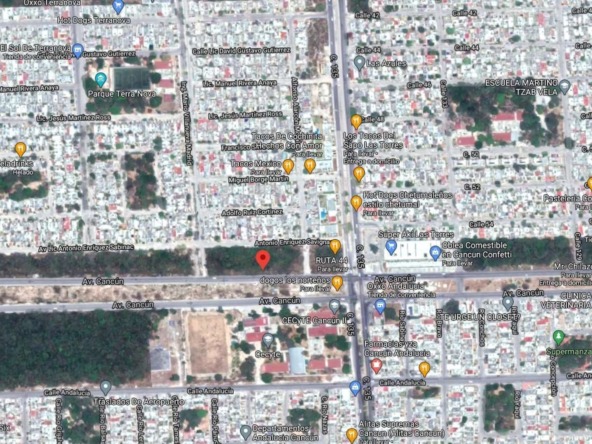 Terreno en venta av 135 cancún - mapa de cancún donde se señala la ubicación del terreno